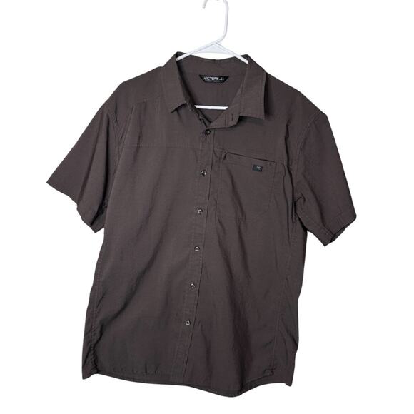 Arcteryx Button Up Short Sleeve Shirt Brown Outdoor Men’s Large - Picture 1 of 8